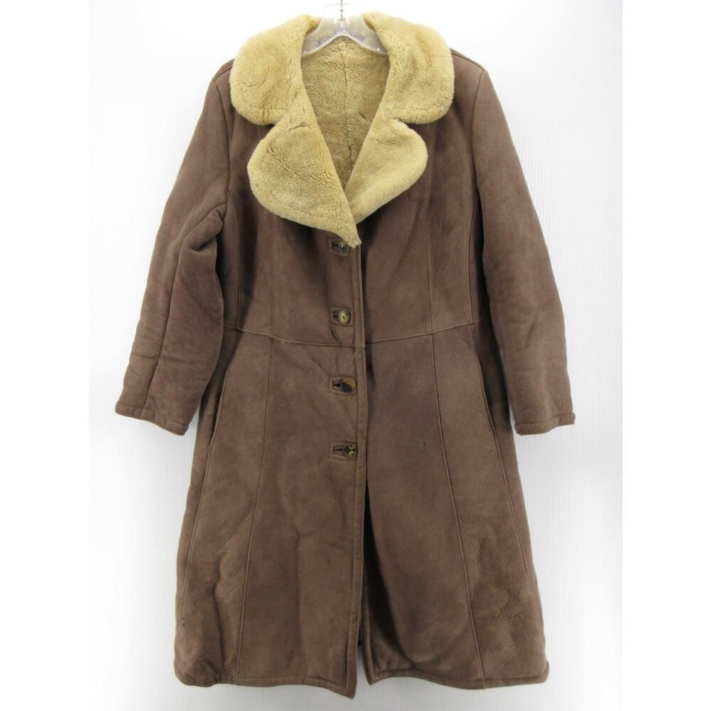 Lord & Taylor Brown Shearling Coat with Tan Collar